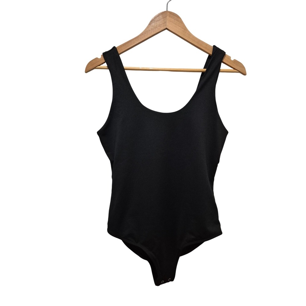 Time and Tru Black‎ Bodysuit Tank Top Sleeveless Scoop Neck Womens Medium M